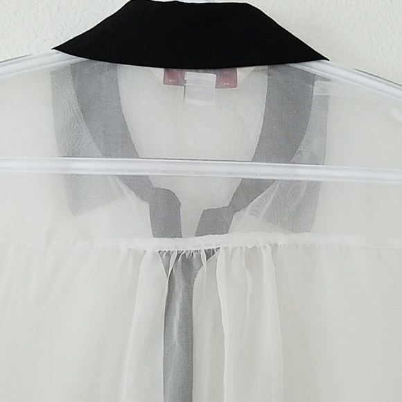 Adam Levine White Black Sheer Button Down Top - Picture 5 of 5